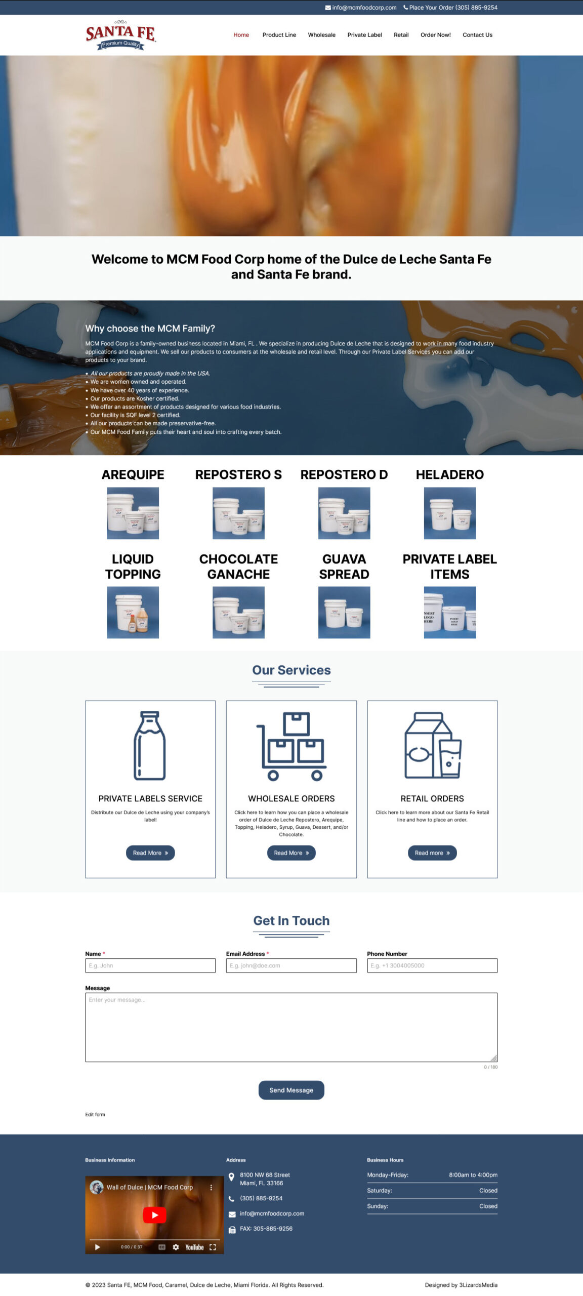 MCM Food Corp Website Design